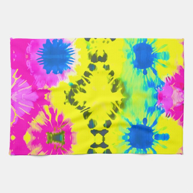 MODERN ABSTRACT DESIGN TIE-DYE  KITCHEN TOWEL (Horizontal)