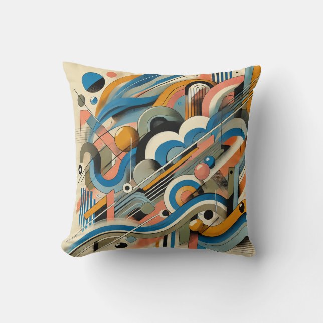 Modern Abstract Design with Subtle Eastern Influen Throw Pillow (Front)