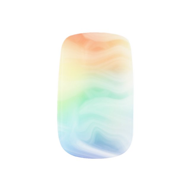 Modern Abstract Designer Watercolor Blue Green Minx Nail Art (Left Thumb)
