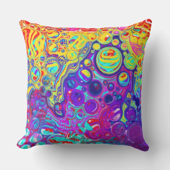 Modern Abstract Digital Fluid Art     Outdoor Pillow (Front)