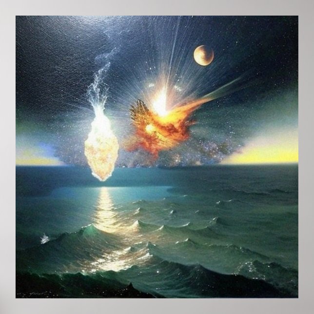 Modern Abstract digital painting things falling  Poster (Front)