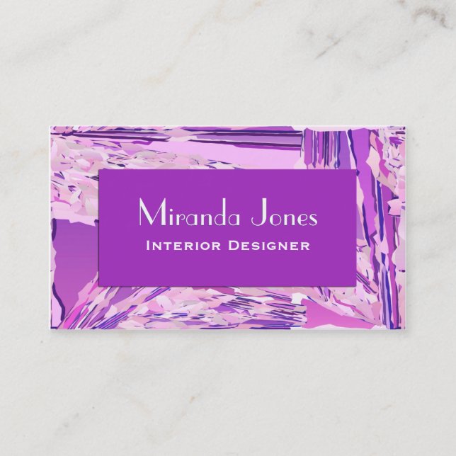 Modern Abstract Digital Painting - Violet and Pink Business Card (Front)