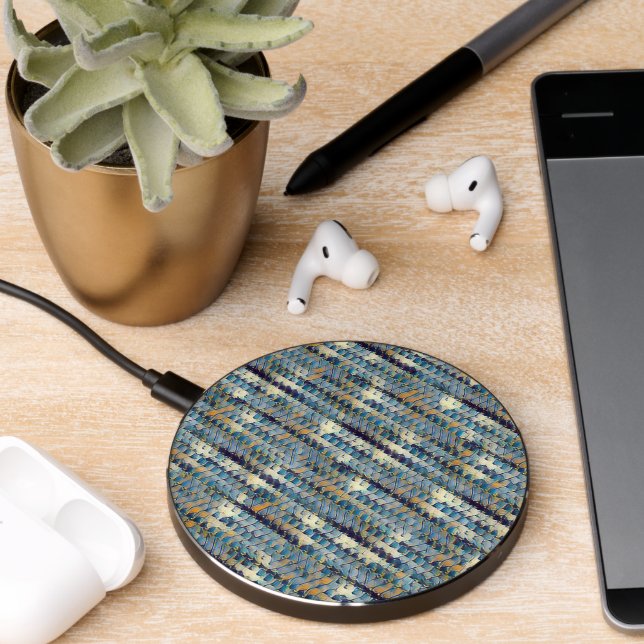 Modern abstract digital pattern design 1230 wireless charger  (Desk 2)