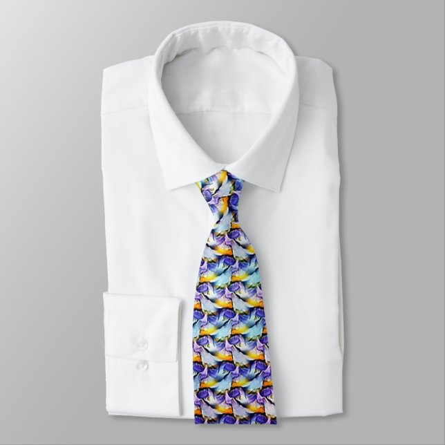 Modern abstract digital pattern design 1234 neck tie (Tied)