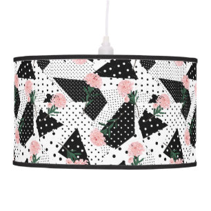 Modern Abstract Dots and Pink Flowers Ceiling Lamp