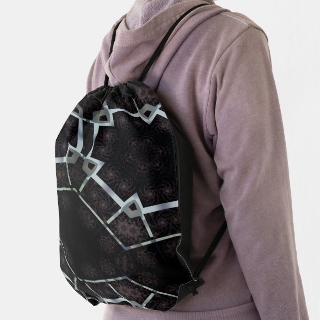 MODERN abstract draw in-black-gray Drawstring Bag (Insitu)