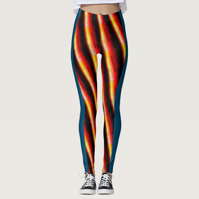 MODERN abstract draw in-red  blue black yellow Leggings (Front)