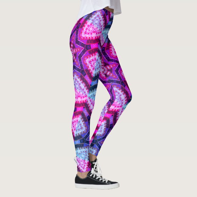 MODERN abstract draw in-red-deep blue-pink Leggings (Right)