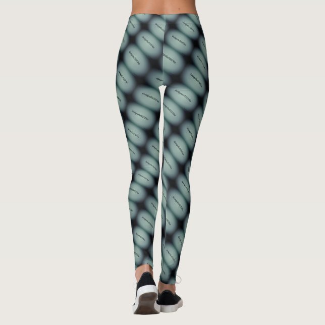 MODERN abstract draw in- white light gray green Leggings (Back)