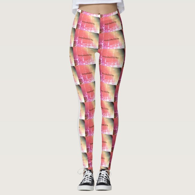 MODERN abstract draw in-white light red Leggings (Front)