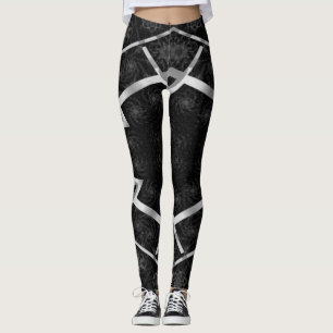 MODERN abstract drawing in-black-gray-mosaic Leggings