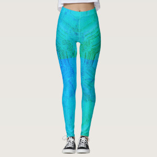 MODERN abstract drawing in-light-green-mosaic Leggings