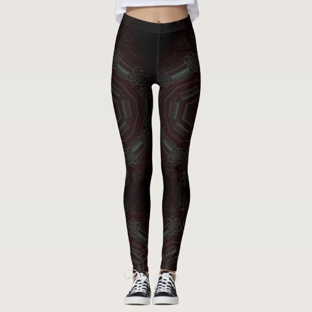 MODERN abstract drawings in-black-gray-mosaic Leggings (Front)