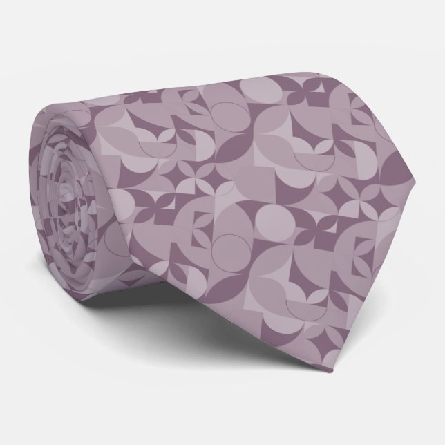 Modern Abstract Dusty Purple Circle Design Neck Tie (Rolled)