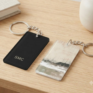 Modern Abstract Earth Tone Initial Monogram Keychain