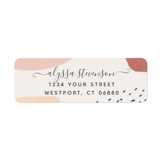 Modern Abstract Earth Tone Signature Script Return Label (Front)