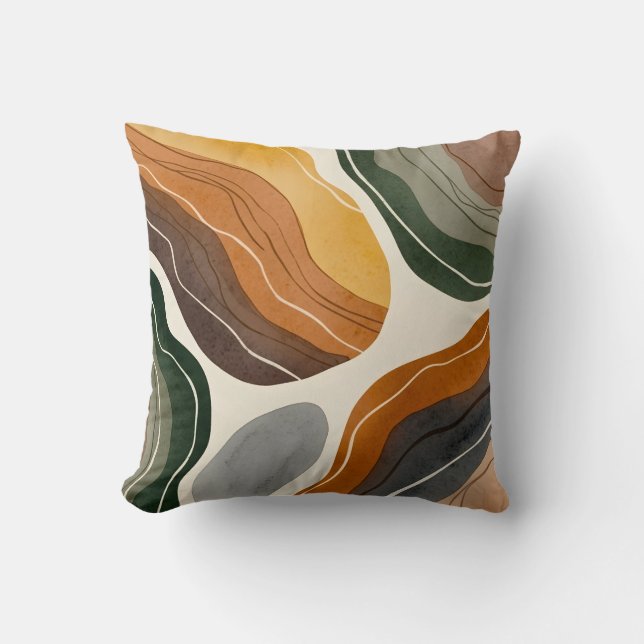 Modern Abstract Earth Tone Throw Pillow (Front)