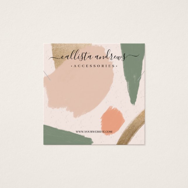 Modern Abstract Earth Tones Gold Necklace Display (Front)