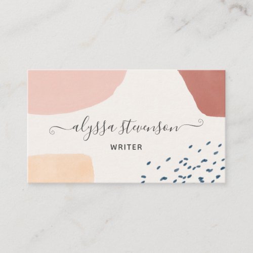 Modern Abstract Earth Tones Signature Script Busin Business Card