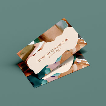 Modern Abstract Earth Tones Terracotta Teal Business Card by aurorameadowsdesign at Zazzle