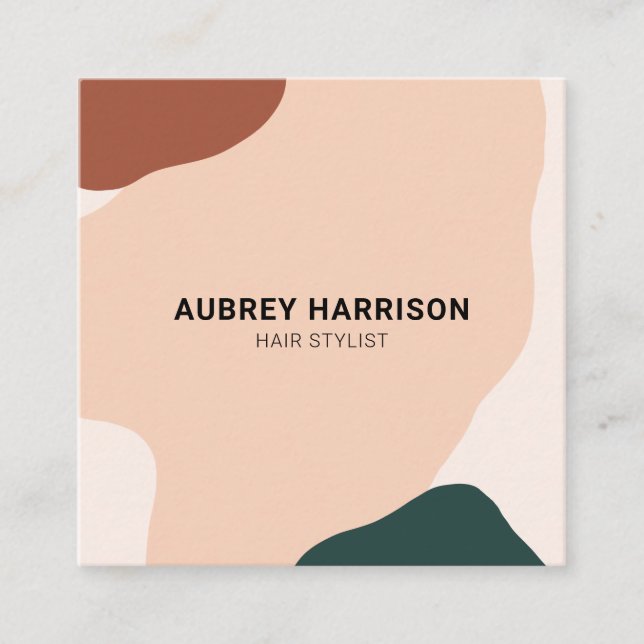 Modern Abstract Earthy Green Brown 3 Square Business Card (Front)