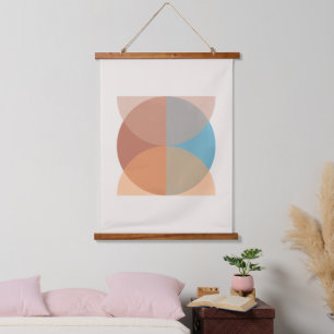 Modern Abstract Earthy Tones Geometric Watercolor Hanging Tapestry
