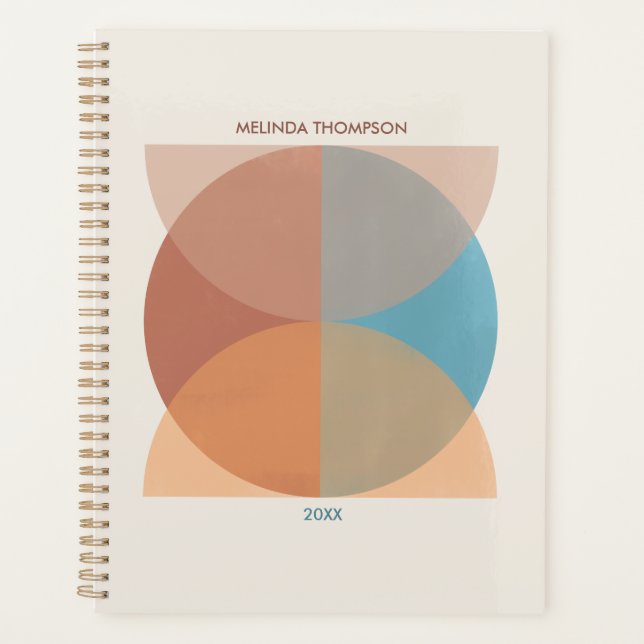 Modern Abstract Earthy Tones Geometric Watercolor  Planner (Front)