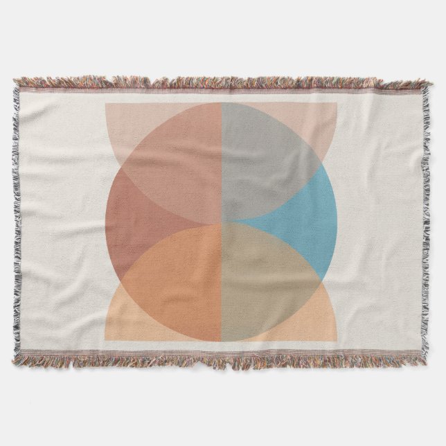 Modern Abstract Earthy Tones Geometric Watercolor  Throw Blanket (Front)