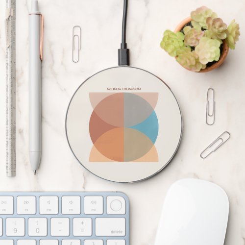 Modern Abstract Earthy Tones Geometric Watercolor  Wireless Charger