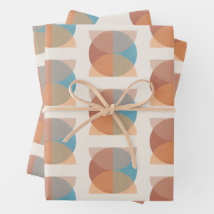 Modern Abstract Earthy Tones Geometric Watercolor Wrapping Paper Sheets
