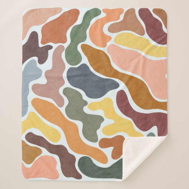 Modern abstract, earthy tones illustration. sherpa blanket (Front)