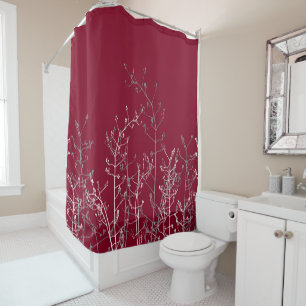Modern Abstract Elegant Burgundy Flowers Shower Curtain
