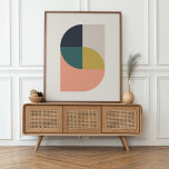Modern Abstract Elegant Geometric Minimalist Poster<br><div class="desc">A minimalist modern abstract poster with an elegant geometric design in muted colors of coral pink,  mustard gold yellow,  teal green,  navy blue and natural soft taupe gray. The perfect accessory for a minimal contemporary home.</div>