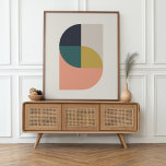 Modern Abstract Elegant Geometric Minimalist Poster<br><div class="desc">A minimalist modern abstract poster with an elegant geometric design in muted colors of coral pink, mustard gold yellow, teal green, navy blue and natural soft taupe gray. The perfect accessory for a minimal contemporary home.</div>