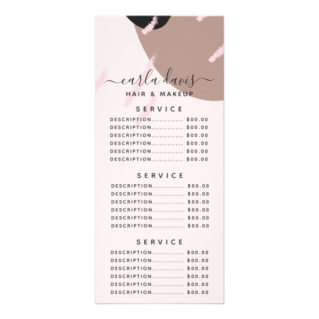 Modern Abstract Elegant Makeup Artist Price Menu (Front)