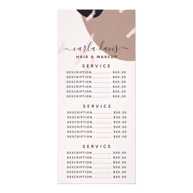 Makeup Charges Menu Modern Abstract Elegant Makeup Artist Price Menu | Zazzle
