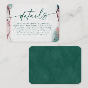Modern Abstract Emerald Green Wedding Details Enclosure Card