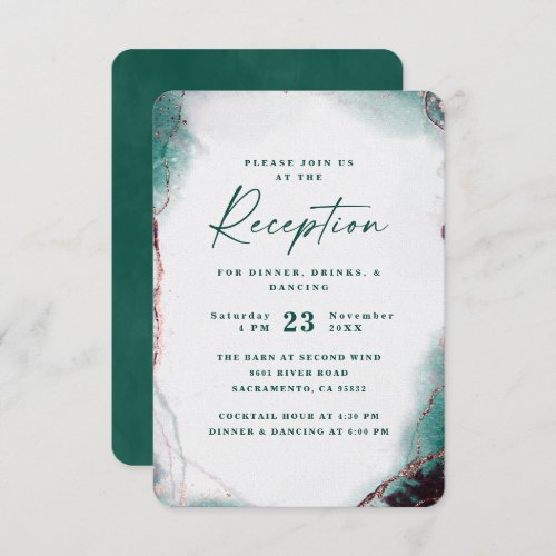 Modern Abstract Emerald Green Wedding Reception Enclosure Card