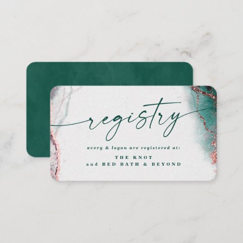 Modern Abstract Emerald Green Wedding Registry Enclosure Card