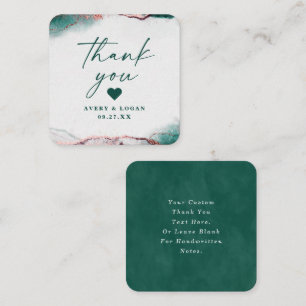Modern Abstract Emerald Green Wedding Thank You Note Card