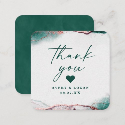 Modern Abstract Emerald Green Wedding Thank You Note Card