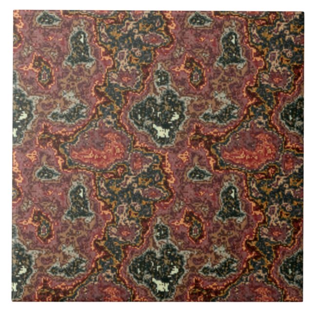 Modern Abstract Emerald Pink Maroon Marble Pattern Ceramic Tile (Front)