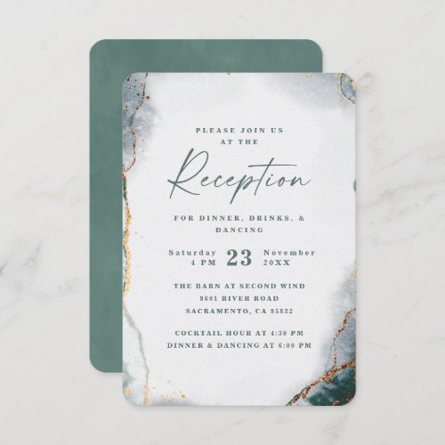 Modern Abstract Eucalyptus Green Wedding Reception Enclosure Card