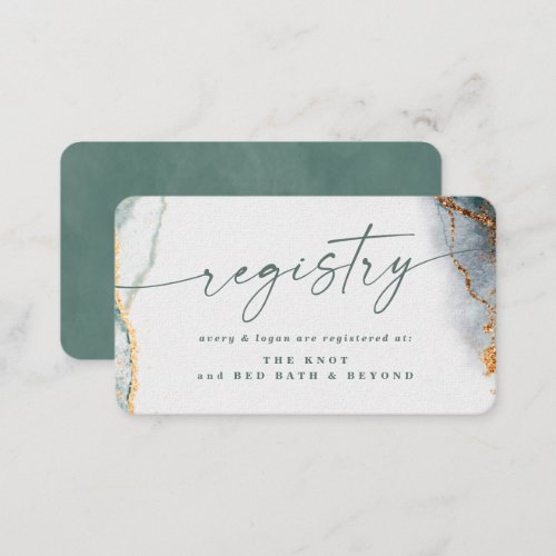 Modern Abstract Eucalyptus Green Wedding Registry Enclosure Card