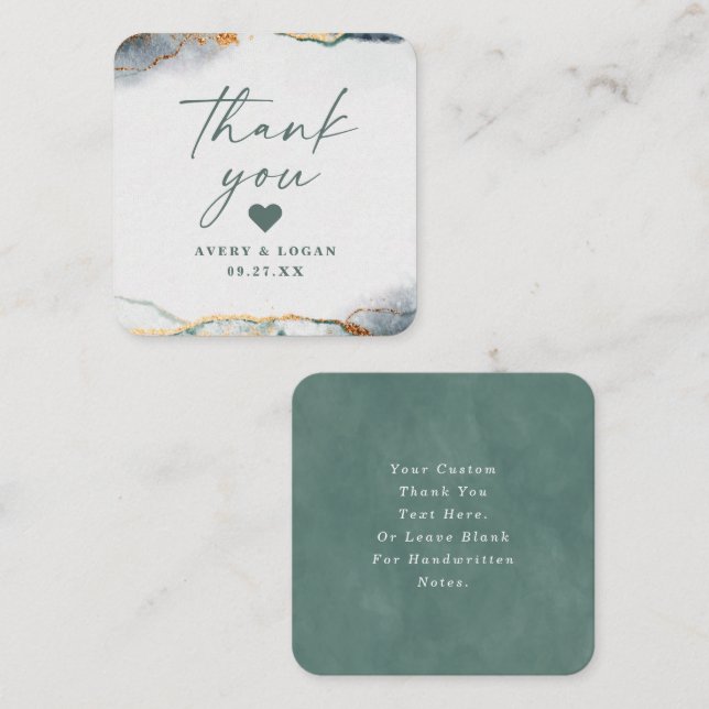 Modern Abstract Eucalyptus Green Wedding Thank You Note Card (Front/Back)