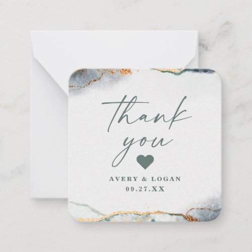 Modern Abstract Eucalyptus Green Wedding Thank You Note Card