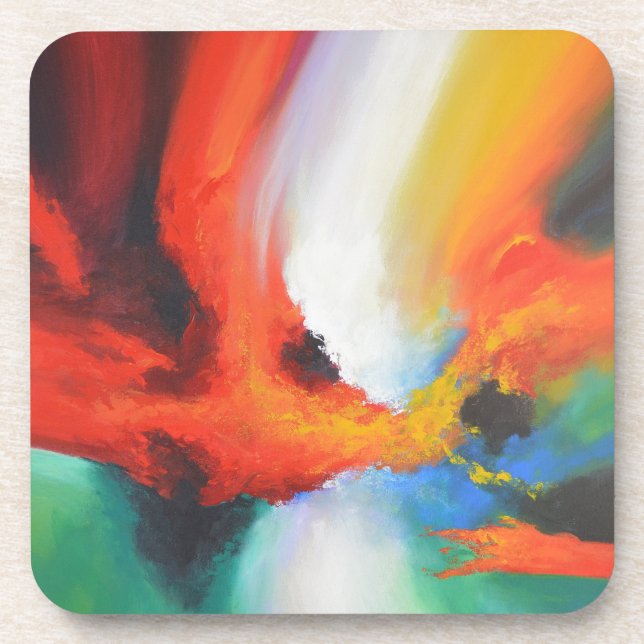 Modern Abstract Expressionism Acrlylic Painting Drink Coaster (Front)