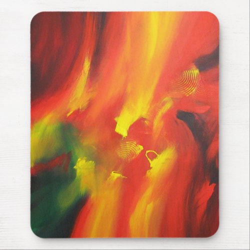 Modern Abstract Expressionism Painting Red Yellow Mouse Pad