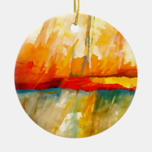 Modern Abstract Expressionist Painting Ceramic Ornament