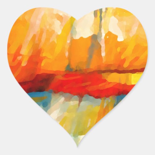 Modern Abstract Expressionist Painting Heart Sticker